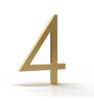 Mega Handles 793087679367 House Number 4 in Satin Brass