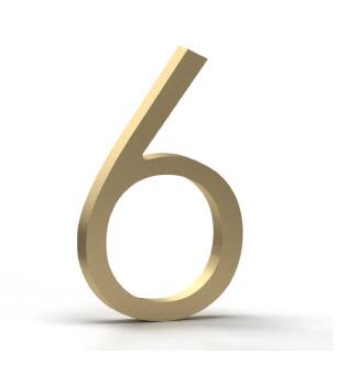 Mega Handles 793087679428 House Number 6 in Satin Brass