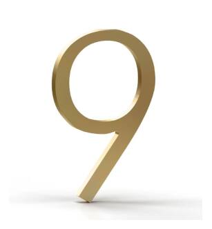 Mega Handles 793087679510 House Number 9 in Satin Brass
