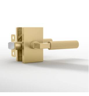 Mega Handles 793087680585 Ridge Passage Door Knob in Satin Brass