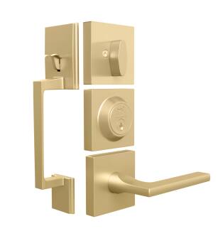 Mega Handles / Privacy 4.29 Inch / Lever Door Lock Handle Set / Satin Brass  / 1 pack 