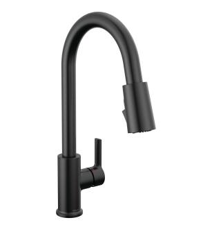 Peerless Flute™ P7912LF-BL Single Handle Pulldown Kitchen Faucet Three Hole Deck Mount in Matte Black