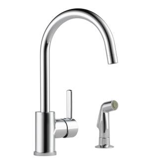 Peerless Precept® P199152LF Single Handle Kitchen Faucet with Spray Four Hole Deck Mount in Chrome