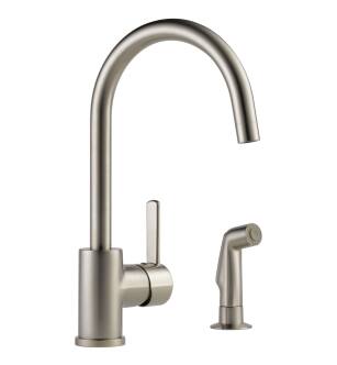 Peerless Precept® P199152LF-SS Single Handle Kitchen Faucet with Spray Four Hole Deck Mount in Stainless