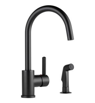 Peerless Precept® P199152LF-BL Single-Handle Kitchen Faucet with Spray Four Hole Deck Mount in Matte Black