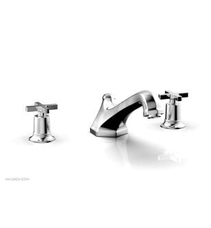 Phylrich 501-40/026 Hex Modern 9 1/2" Two Cross Handle Widespread/Deck Mounted Roman Tub Faucet in Chrome