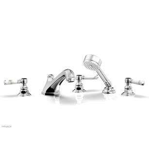 Phylrich 500-50/026 Hex Traditional 9 1/2" Three Marble Handle Widespread/Deck Mounted Roman Tub Faucet with Handshower in Chrome