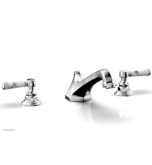 Phylrich 500-42/026 Hex Traditional 11 1/8" Two Marble Lever Handle Widespread/Deck Mounted Roman Tub Faucet in Chrome