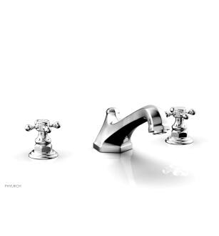 Phylrich 500-40/026 Hex Traditional 11 1/8" Two Cross Handle Widespread/Deck Mounted Roman Tub Faucet in Chrome