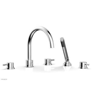 Phylrich 230-51/026 Basic II 9" Three Lever Handle Widespread/Deck Mounted Roman Tub Faucet with Handshower in Chrome