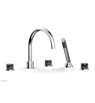 Phylrich 230-50/026 Basic II 9" Three Marble Handle Widespread/Deck Mounted Roman Tub Faucet with Handshower in Chrome