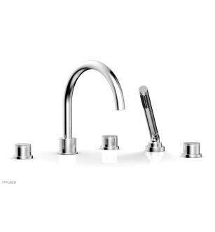 Phylric 230-48/026 Basic II 9" Three Knurled Handle Widespread/Deck Mounted Roman Tub Faucet with Handshower in Chrome