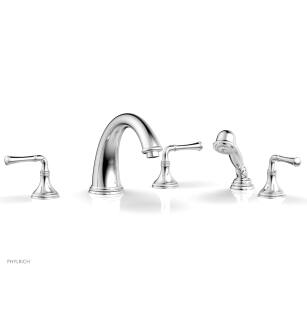 Phylrich 208-48/026 Coined 9" Three Lever Handle Widespread/Deck Mounted Roman Tub Faucet with Handshower in Chrome