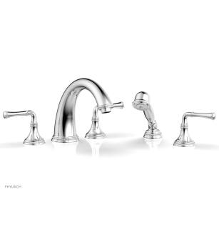 Phylrich 207-48/026 Beaded 9" Three Lever Handle Widespread/Deck Mounted Roman Tub Faucet with Handshower in Chrome