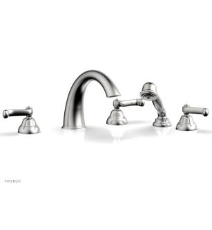 Phylrich D2202T1/026 Revere & Savannah 11 3/8" Three Curved Lever Handle Widespread/Deck Mounted High Spout Roman Tub Faucet with Handshower in Chrome