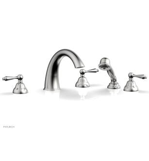 Phylrich D2200T1/26D Revere & Savannah 11 1/2" Three Straight Lever Handle Widespread/Deck Mounted High Spout Roman Tub Faucet with Handshower in Chrome