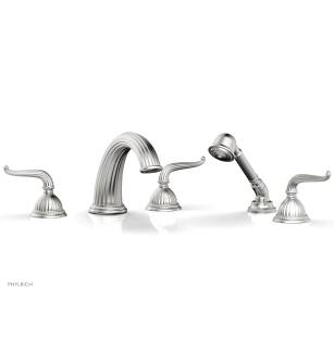 Phylrich K2141P1/26D Georgian & Barcelona 11 5/8" Three Lever Handle Widespread/Deck Mounted Roman Tub Faucet with Handshower in Chrome