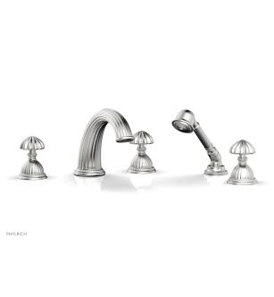Phylrich K2361P1/26D Georgian & Barcelona 12" Three Round Handle Widespread/Deck Mounted Roman Tub Faucet with Handshower in Chrome