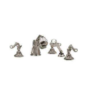 Phylrich K2101M1 Dolphin 12 1/4" Three Lever Handle Widespread/Deck Mounted Roman Tub Faucet with Handshower in Chrome