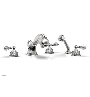 Phylrich K2184M1/26D Dolphin 12 1/4" Three Cut Crystal Lever Handle Widespread/Deck Mounted Roman Tub Faucet with Handshower in Chrome