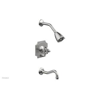 Phylrich 163-26/26D Couronne Cross Handle Pressure Balance Tub and Shower Set in Chrome