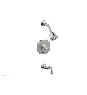 Phylrich 161-29/26D Henri Cross Handle Pressure Balance Tub and Shower Set with Scalloped Trim in Chrome