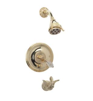 Phylrich PB2183 Swan Cut Crystal Lever Handle Pressure Balance Tub and Shower Set