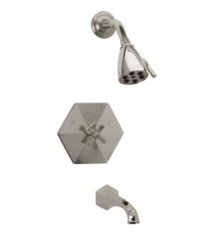 Phylrich PB2171 Le Verre & La Crosse Cross Handle Pressure Balance Tub and Shower Set