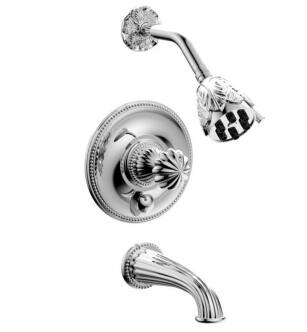 Phylrich PB2361 Georgian & Barcelona Round Handle Pressure Balance Tub and Shower Set