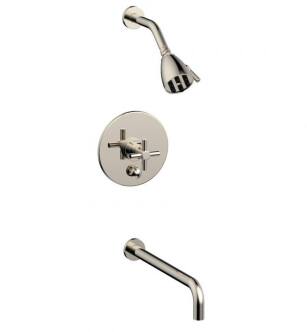Phylrich DPB2134 Basic Tubular Cross Handle Pressure Balance Tub and Shower Set