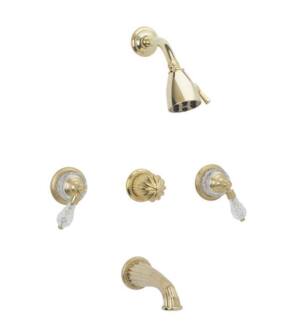 Phylrich K2181 Regent Cut Crystal Handle Thermostatic Tub and Shower Set
