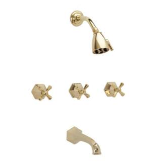 Phylrich K2171 Le Verre and La Crosse Cross Handle Thermostatic Tub and Shower Set in Chrome