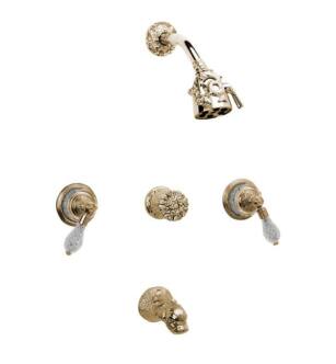 Phylrich K2184 Dolphin Cut Crystal Lever Handle Thermostatic Tub and Shower Set in Chrome