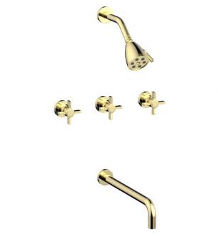 Phylrich D2137 Basic Blade Cross Handles Thermostatic Tub and Shower Set