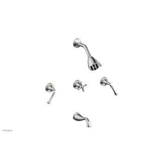 Phylrich D2205/26D 3Ring Straight Handles Thermostatic Tub and Shower Set in Chrome
