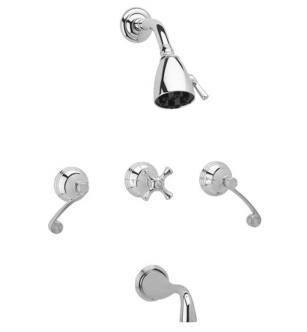 Phylrich D2206 3Ring Curved Handle Thermostatic Tub and Shower Set
