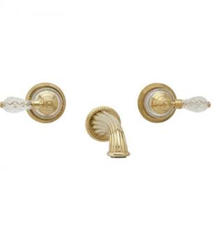 Phylrich WL181 Regent Cut Crystal 10 1/4" Double Cut Crystal Handle Wall Mount Bathroom Sink Faucet in Chrome