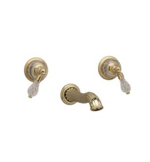 Phylrich WL180 Louis XIV 10 1/8" Double Cut Crystal Handle Wall Mount Bathroom Sink Faucet in Chrome