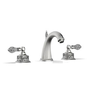 Phylrich K280/26D Regent Cut Crystal 7 5/8" Double Crystal Lever Handle Widespread Bathroom Sink Faucet in Chrome