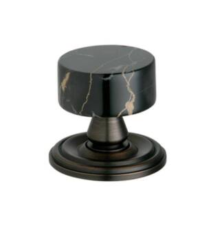 Phylrich K53 Carrara/Valencia 1 3/8" Black Marble Round Shaped Cabinet Knob in Chrome