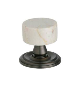 Phylrich K54 Carrara/Valencia 1 3/8" Beige Marble Round Shaped Cabinet Knob in Chrome