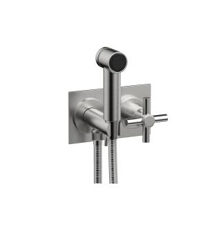 Phylrich 134-65/26D Basic Two Hole Wall Mount Bidet Spray Faucet with Tubular Cross Handle in Chrome