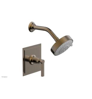 Phylrich 501-22/047 Hex Modern Lever Handle Pressure Balance Shower Set in Brass/Antique Brass