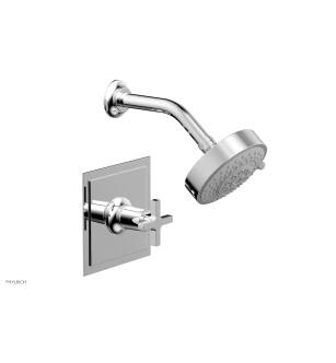 Phylrich 501-21/15B Hex Modern Cross Handle Pressure Balance Shower Set in Brushed Nickel