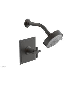 Phylrich 501-21/15A Hex Modern Cross Handle Pressure Balance Shower Set in Pewter