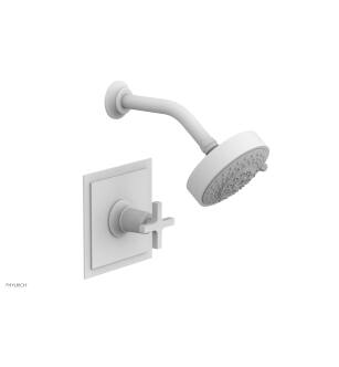 Phylrich 501-21/050 Hex Modern Cross Handle Pressure Balance Shower Set in White