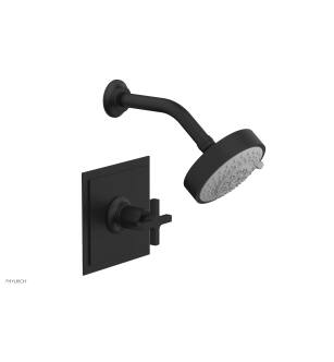 Phylrich 501-21/040 Hex Modern Cross Handle Pressure Balance Shower Set in Black