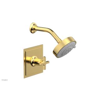 Phylrich 501-21/024 Hex Modern Cross Handle Pressure Balance Shower Set in Satin Gold