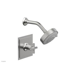 Phylrich 501-21/26D Hex Modern Cross Handle Pressure Balance Shower Set in Satin Chrome