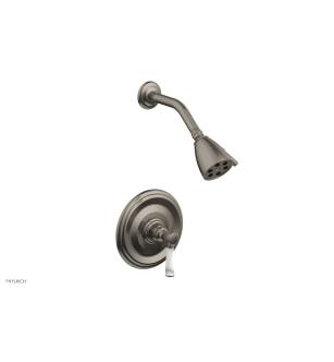 Phylrich 500-23/15A Hex Traditional Marble Lever Handle Pressure Balance Shower Set in Pewte